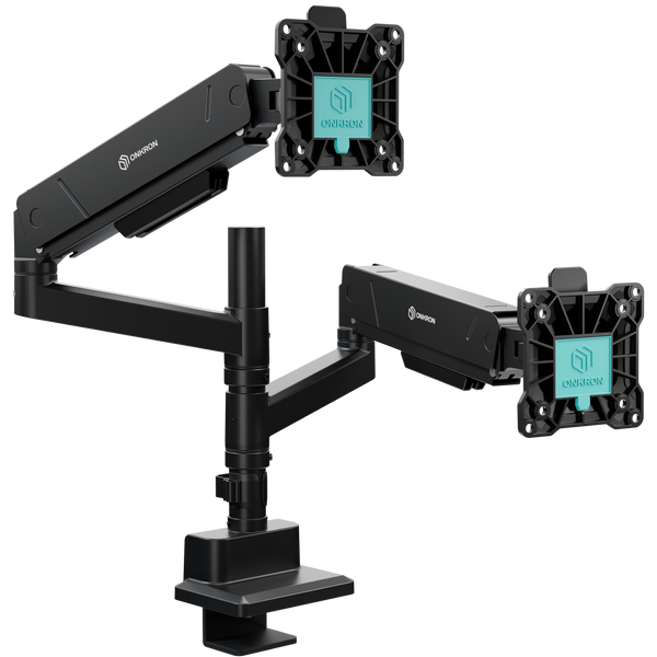 ONKRON Supporto da scrivania per due monitor da 17"–45", nero G140