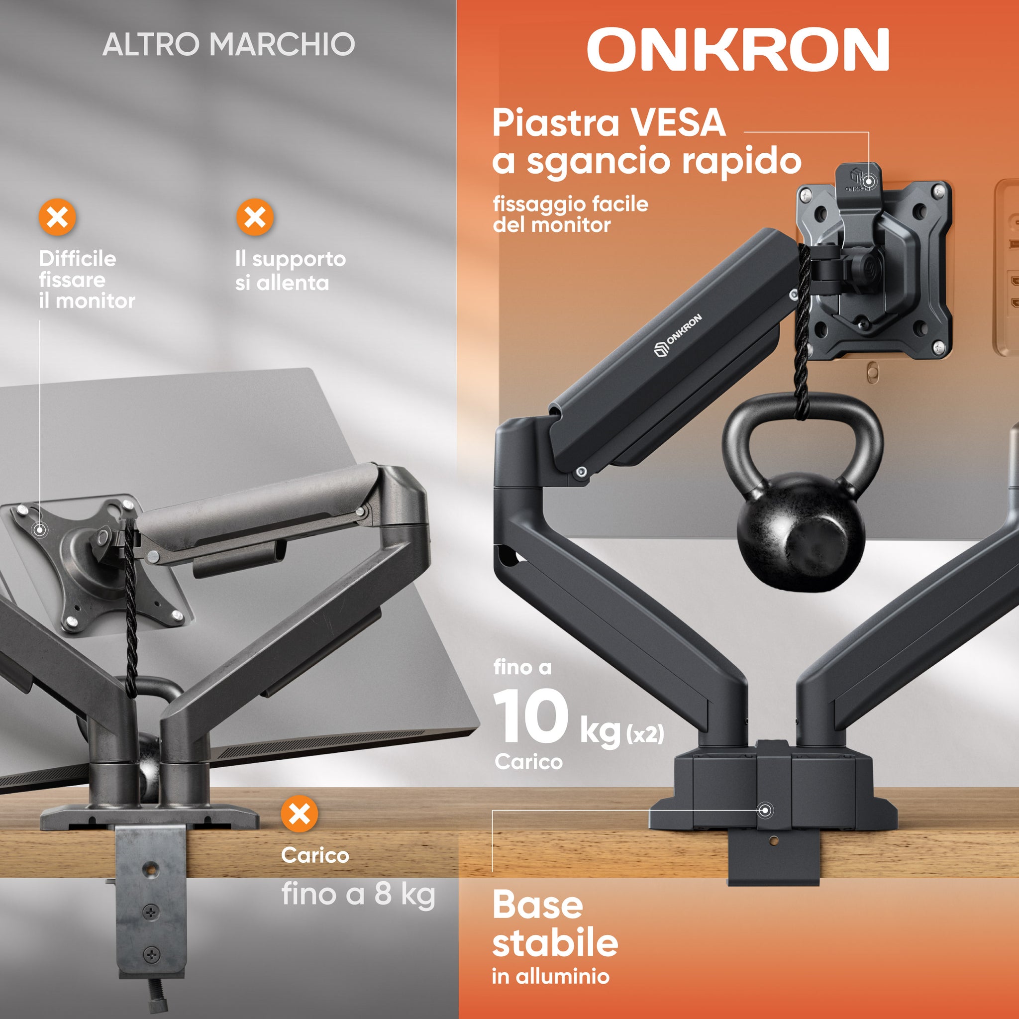 Supporto da scrivania per monitor, alta qualità, bracci per doppio Supporto da scrivania per monitor, alta qualità, bracci per doppio