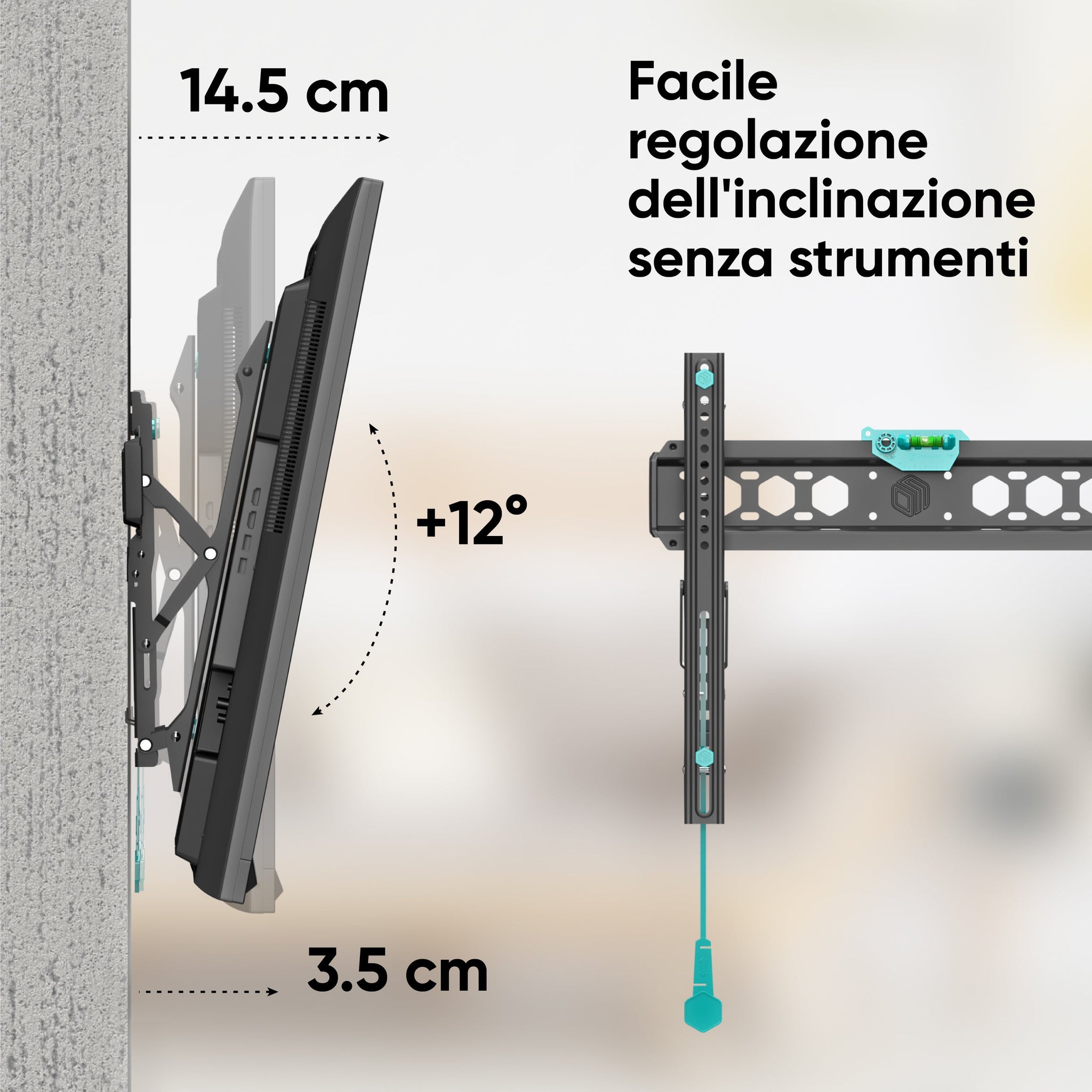 Supporto TV Inclinabile Universale Da 26 A 65 Pollici – Fino A 60 Kg, VESA 400x400, Installazione In 15 Minuti