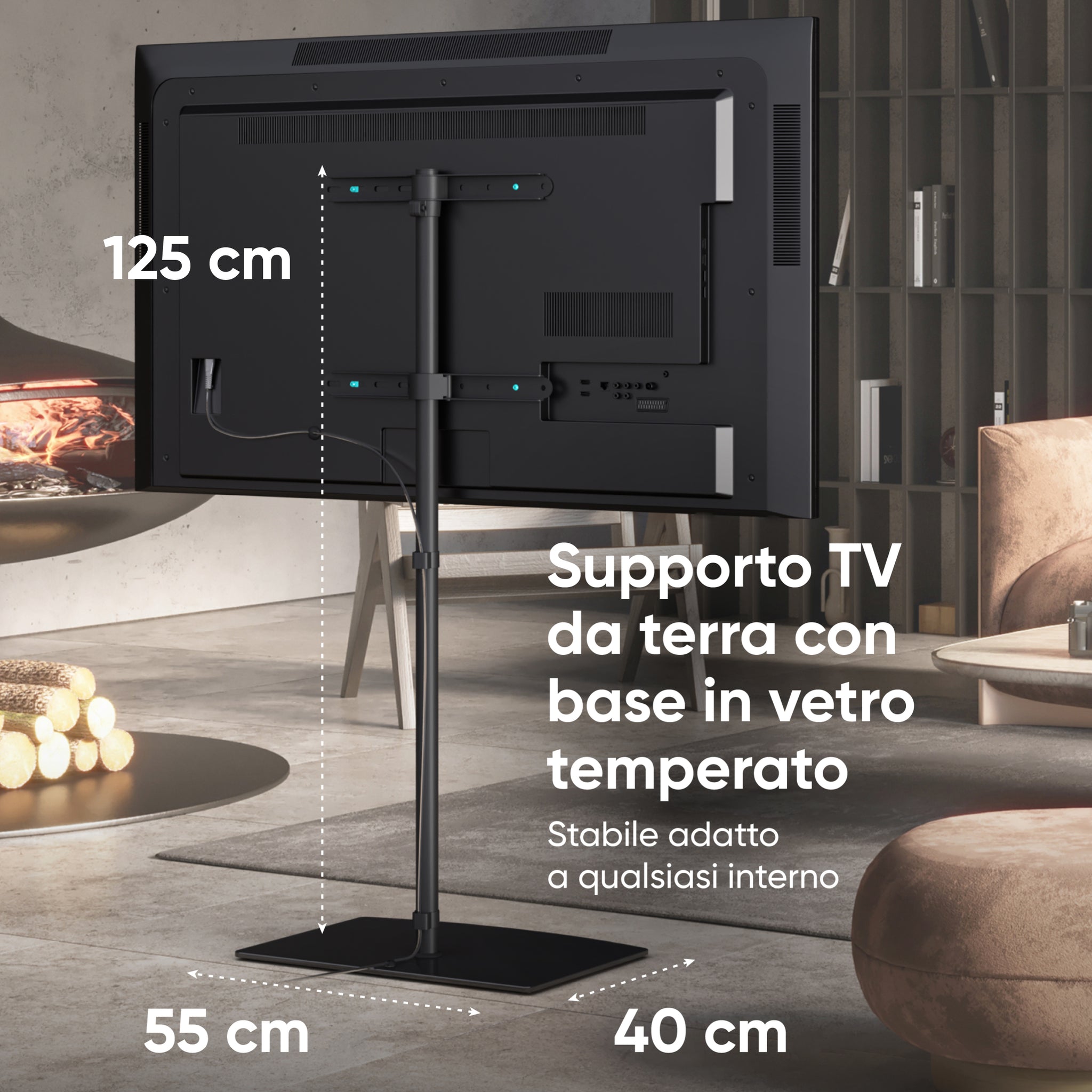 Supporto TV Da Tavolo In Vetro Nero Per LG 60PS7000 – Base VESA 600x400, Prodotto UK