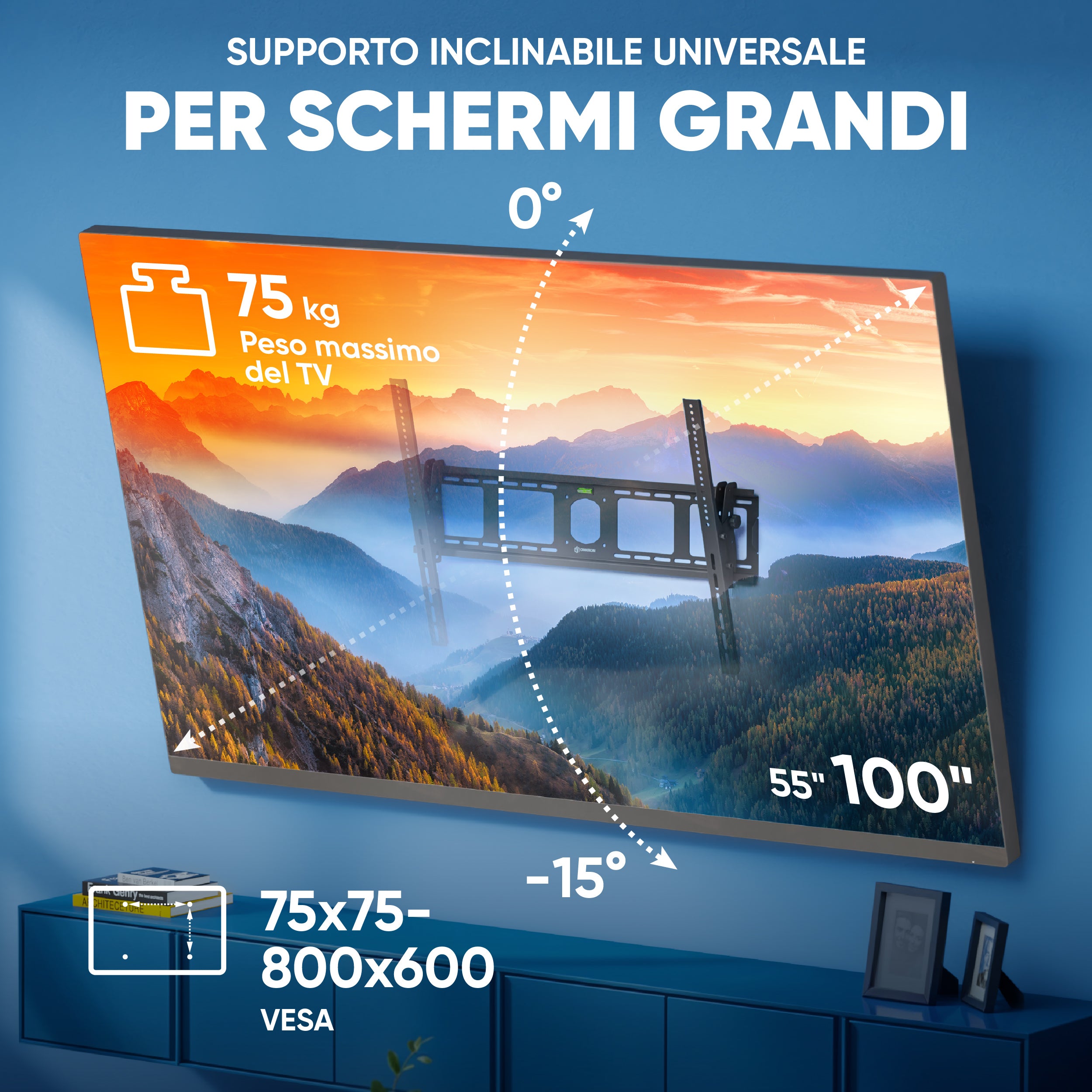 Braccio ONKRON G120-B Per Monitor E TV 13-34 Pollici – Fino A 8kg, VESA 75/100, Molla A Gas, Regolabile